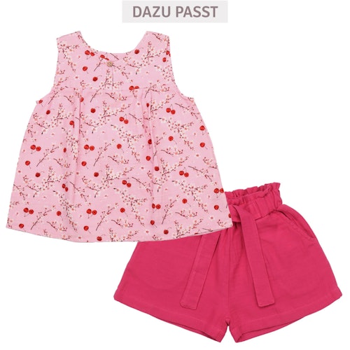 Musselin Bluse kurzarm Blumen