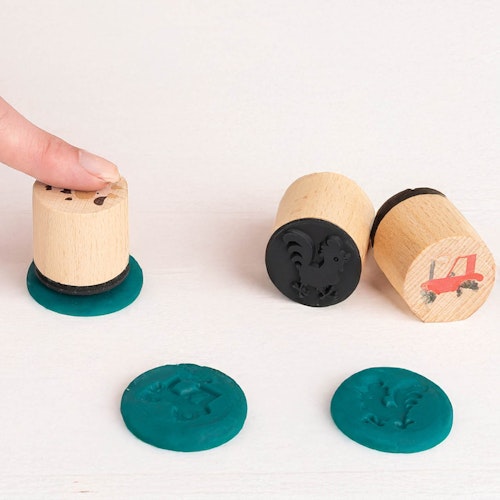 Knetstempel Holz 6er-Set Bauernhof