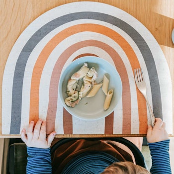 Kinder Tischset aus Kork Regenbogen creme 40 x 31,5 cm
