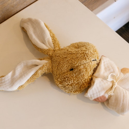 Schmusetuch aus Musselin mit Kopf Teddy