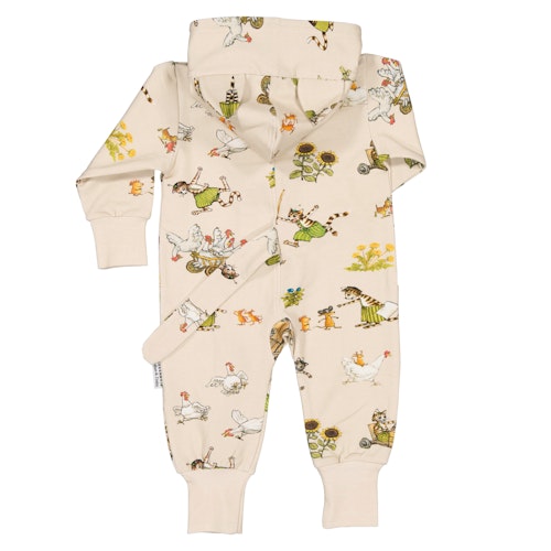 Strampler langarm Zipper Pettersson und Findus Alloverprint