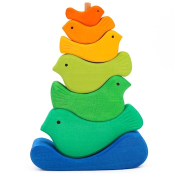 Steckturm Vögel – 7 Teile bunt