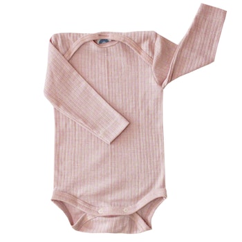 Baumwolle Wolle Seide Body langarm rosa meliert