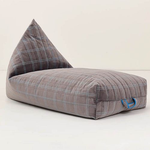 Samt Sitzsack für Kinder grau-blau - 119 x 52 x 70 cm