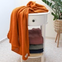 Vorschaubild Babydecke Merinowolle gestrickt kräfitiges orange
