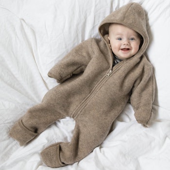Baby Overall mit Kapuze und Reißverschluss braun