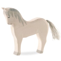 Pferd weiss Holzfigur stehend