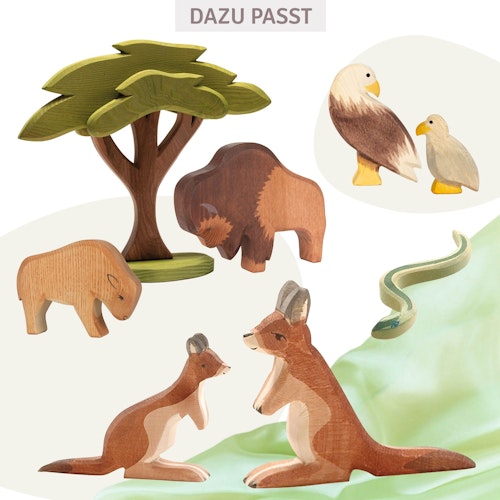 Känguru Vater Holzfigur 9,5 cm