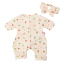 Vorschaubild Puppen Strampler 35-45 cm mit Haarband Früchte, Bio-Baumwolle