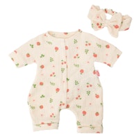 Puppen Strampler 35-45 cm mit Haarband Früchte, Bio-Baumwolle