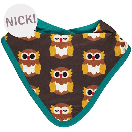 Nicki Dreiecktuch Eulen braun 26x23cm
