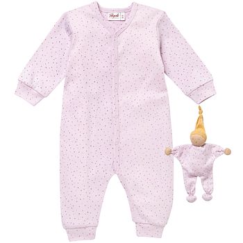 Strampler und Schmusepuppe Set flieder