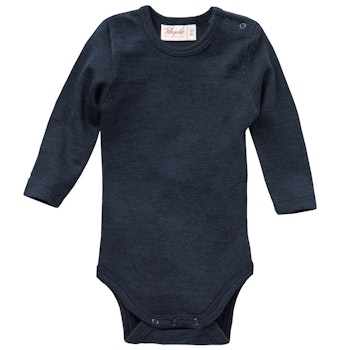 Wolle Seide Body langarm dunkelblau