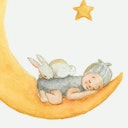 Vorschaubild Nachhaltige Glückwunschkarte Mond zur Geburt