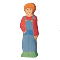 Holzfigur Bauers Sohn - auf dem Bauernhof