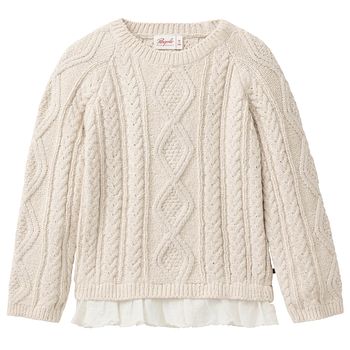Edler Strickpullover Blusenborte beige