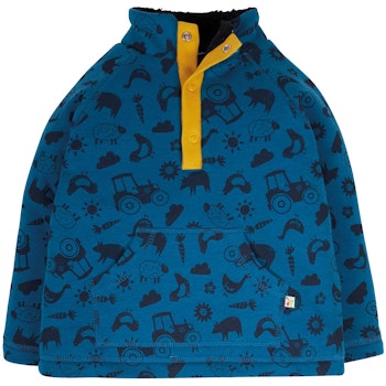 Plüsch Pullover Dino-Motive indigo