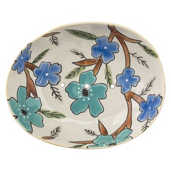 Ovale Seifenschale aus Keramik SUMMER blau