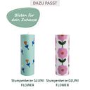 Vorschaubild Stumpenkerze GLUMI FLOWER in Türkis 20 cm aus Stearin