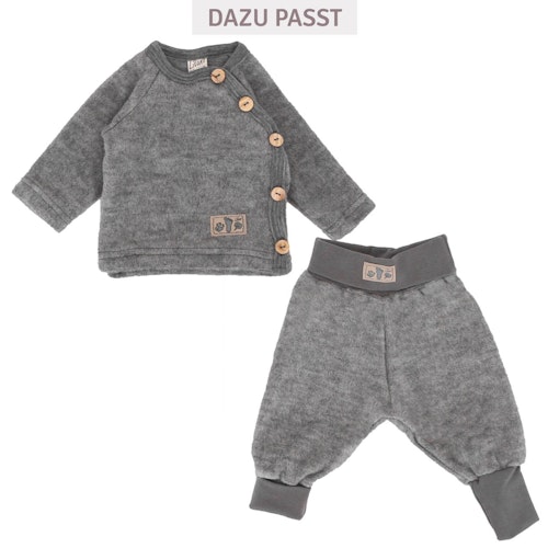 Babypullover Wollplüsch mit seitlichen Knöpfen