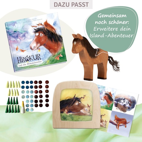 Islandpferd Hrókur Holzfigur 12 cm