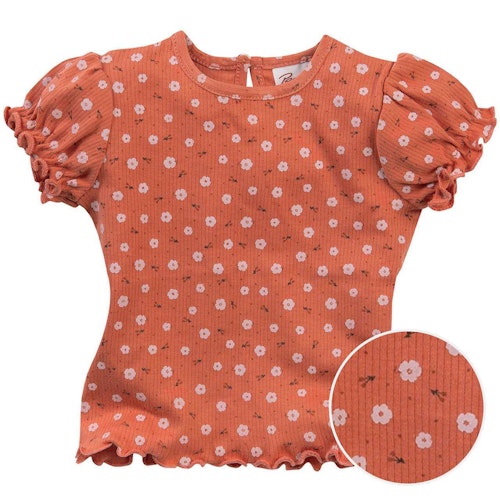 Verspieltes Ripp T-Shirt Blätter