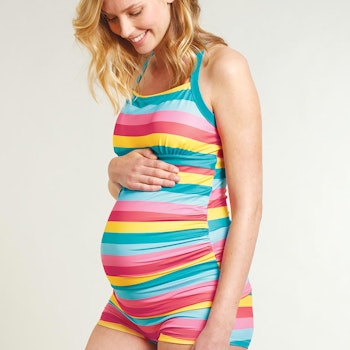 Damen Umstands- Bademode Tankini Regenbogen