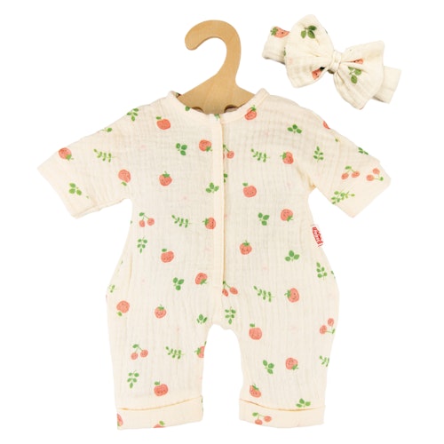 Puppen Strampler 28-35cm mit Haarband Früchte, Bio-Baumwolle