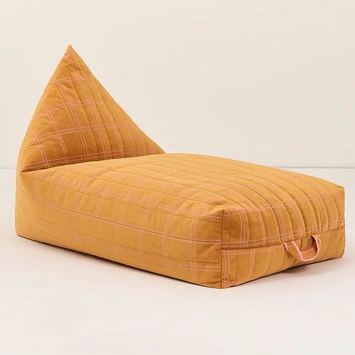 Samt Sitzsack für Kinder gelb-rosa - 119 x 52 x 70 cm