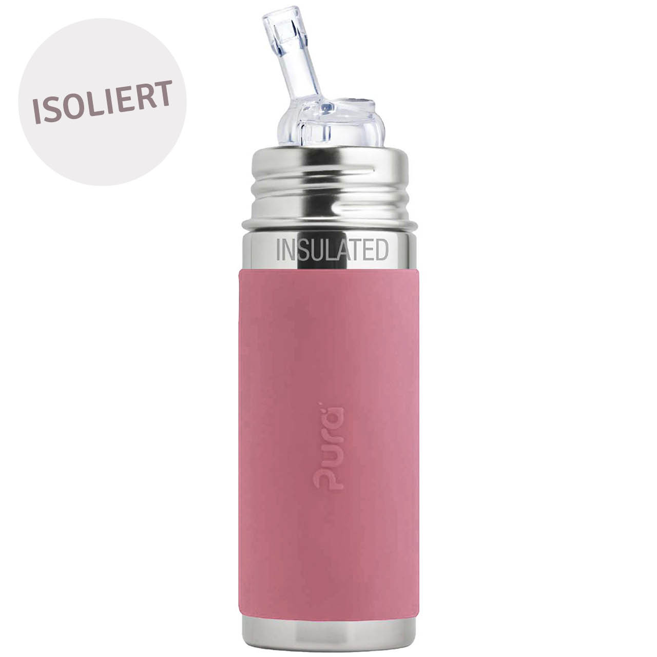 Isolierte Trinkhalm Flasche ab 12 M - open end altrosa