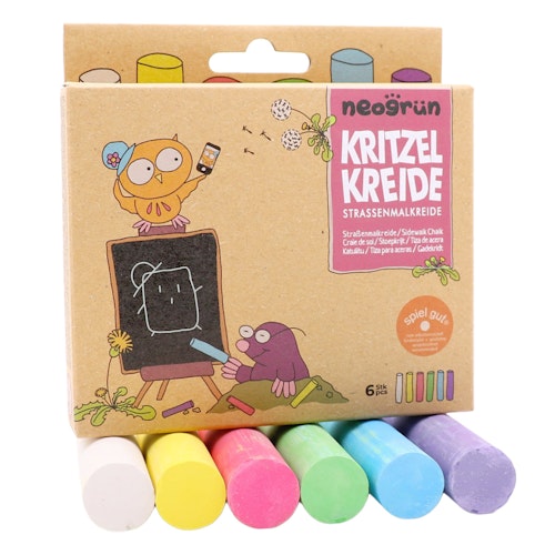 Straßenmalkreide rund absolut umweltschonend - 6 Farben