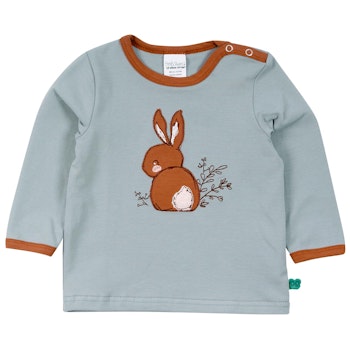 Süßes Langarmshirt Häschen taubenblau