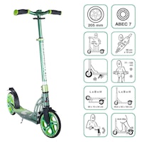 Alu Scooter ab 6 Jahre 35-100kg 205mm-Rädern grün
