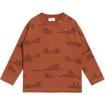 Leichtes Langarmshirt Bagger rot-braun