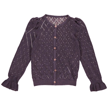 Elegante Strickjacke Rüschenärmel lila