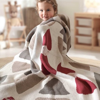 Dicke Babydecke Strick Zwerge und Schnecken 90 x 105 cm