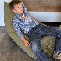 Samt Sitzsack für Kinder grün-gelb - 119 x 52 x 70 cm