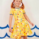 Vorschaubild Kurzarm Skaterkleid Wal Alloverprint