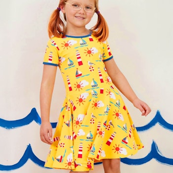 Kurzarm Skaterkleid Papageientaucher blau