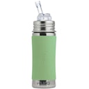 Vorschaubild Edelstahl Flasche mit Trinkhalm ab 12 M - open end moos-grün