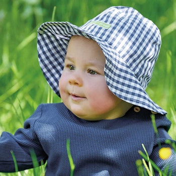 Karierter Sonnenhut navy