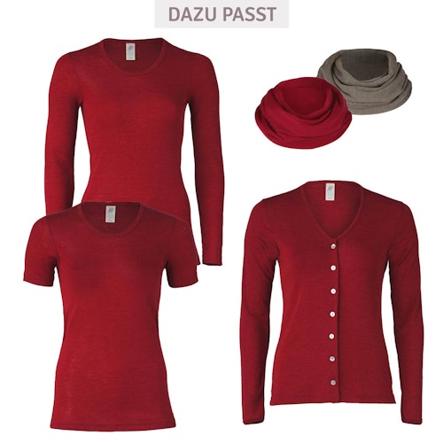 Damen Wolle Seide Langarmshirt