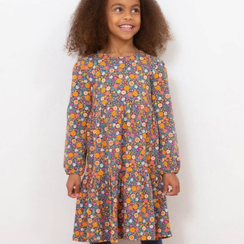 Stufenkleid navy langarm Blumen