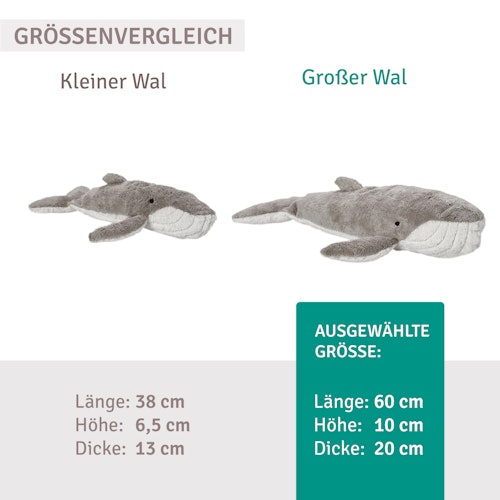 Kuscheltier & Wärmekissen Wal groß 60 cm