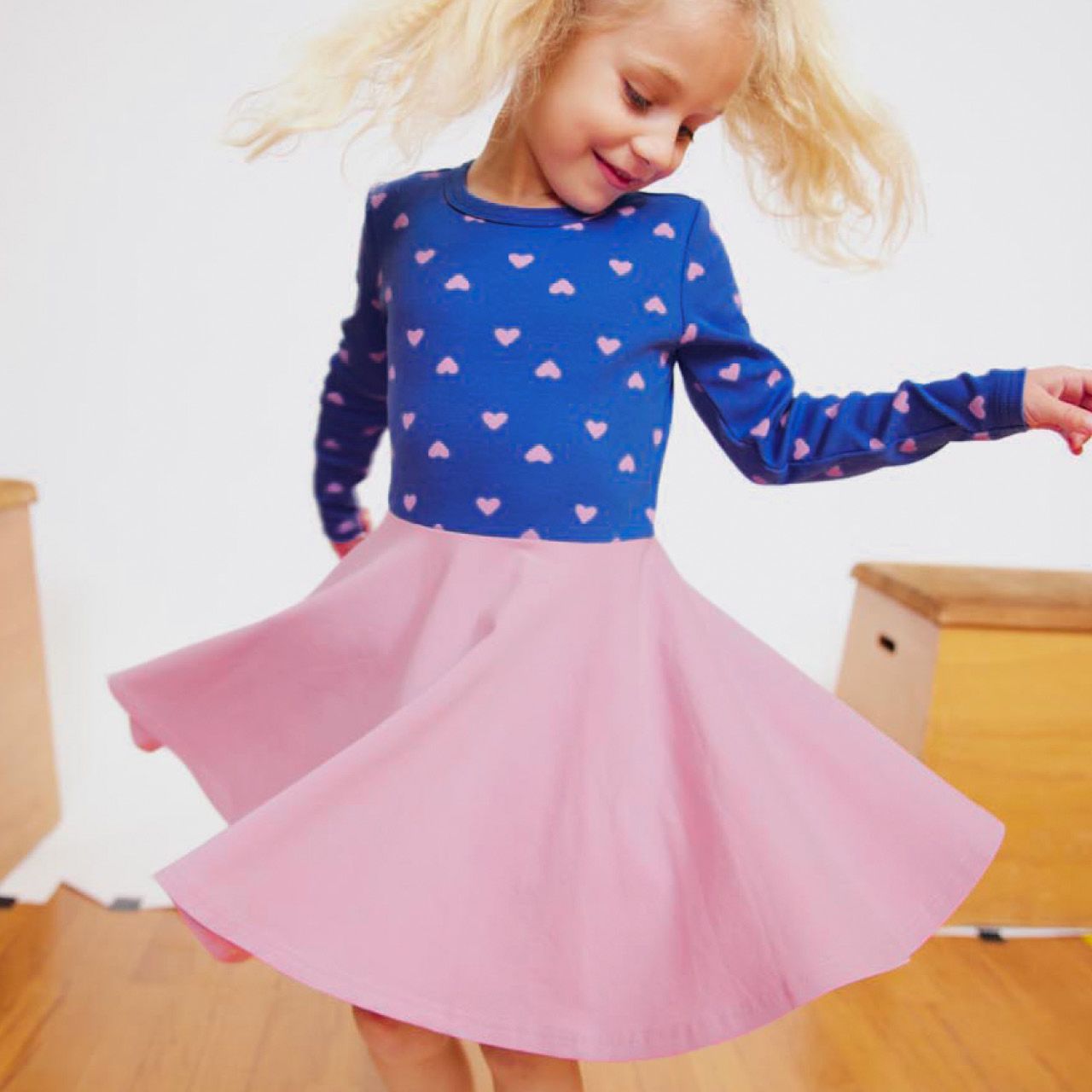 Langarm Flatterkleid Herzen