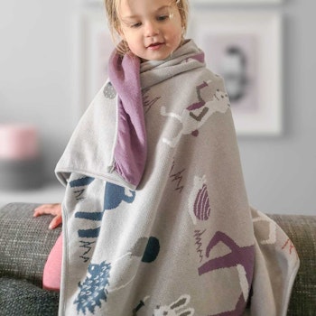 Kuscheldecke Baumwolle Waldtier-Parade lila 80 x 100 cm