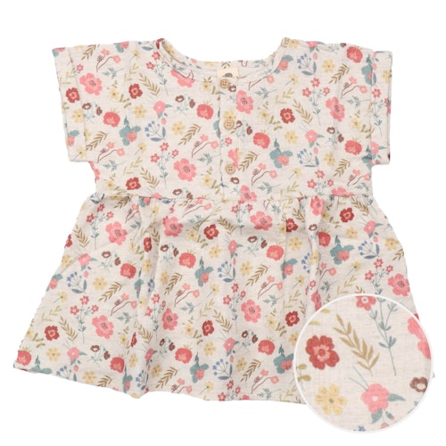 Musselin kurzarm Bluse Blumen Blätter