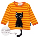 Vorschaubild Gestreiftes Langarmshirt Katzen-Applikation pink