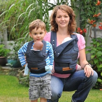 Baby Tragehilfe ab Geburt unkompliziert mit Klett marine/anthrazit