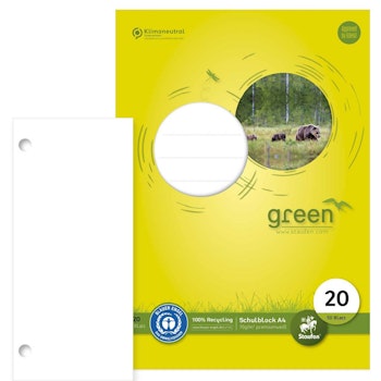 Staufen Green Schulblock blanko – Lineatur 20, DIN A4